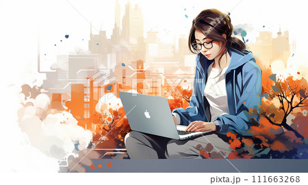 モバイルワーク：モバイルデバイスを使用した仕事、リモート作業。