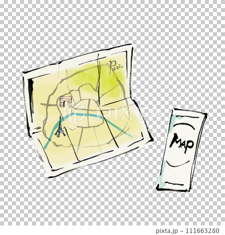 Hand drawn illustration of map of Paris in France Hand drawn illustration of map of Paris in France 111663280