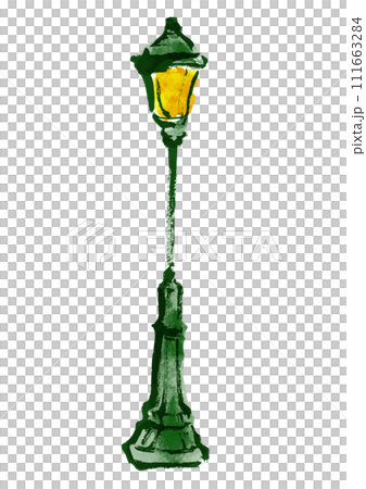 European style gas lamp, hand drawn illustration of street lamp 111663284
