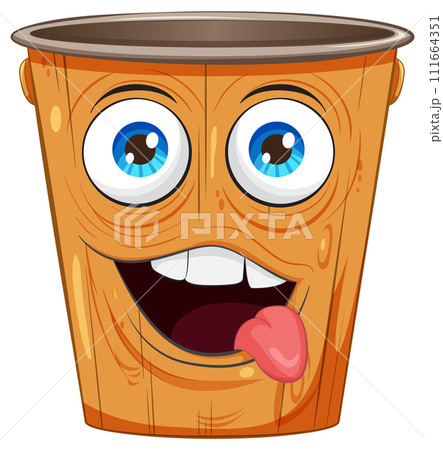 Happy Cartoon Trash Bin Character Happy Cartoon Trash Bin Character 111664351