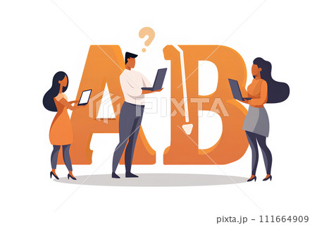 大きなAとBを比較をして考えるビジネスマン-2（2D） 111664909