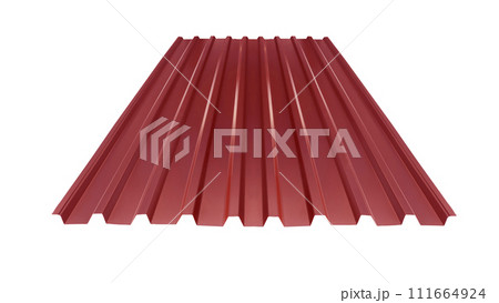 Roof wave ripple profile metal sheet colored wooden texture isolated on white background Roof wave ripple profile metal sheet colored wooden texture isolated on white background 111664924