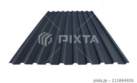 Roof wave ripple profile metal sheet colored wooden texture isolated on white background Roof wave ripple profile metal sheet colored wooden texture isolated on white background 111664926
