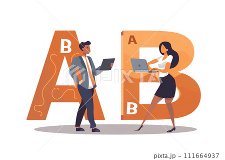 大きなAとBを比較をして考えるビジネスマン-3（2D） 111664937