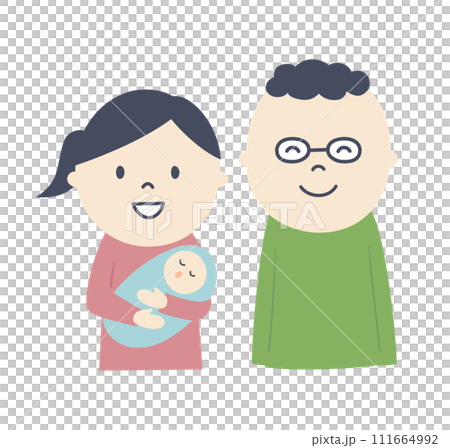 Illustration of a baby and a couple Illustration of a baby and a couple 111664992