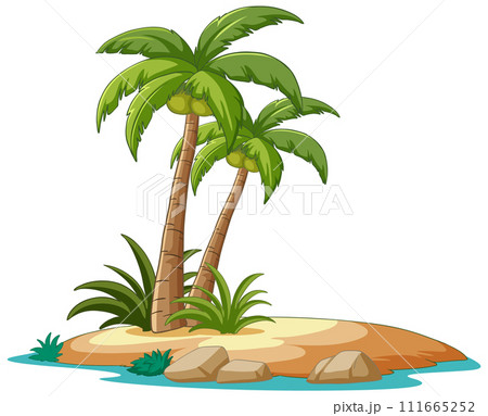 Tropical Island Paradise Vector Illustration 111665252
