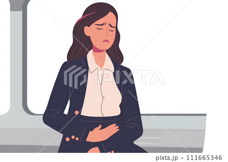 お腹が痛くて辛い女性-1 お腹が痛くて辛い女性-1 111665346