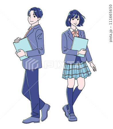 本を持った男子学生と女子学生のセット 111665650
