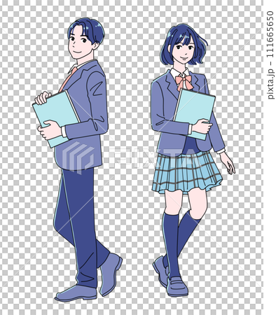 本を持った男子学生と女子学生のセット 111665650