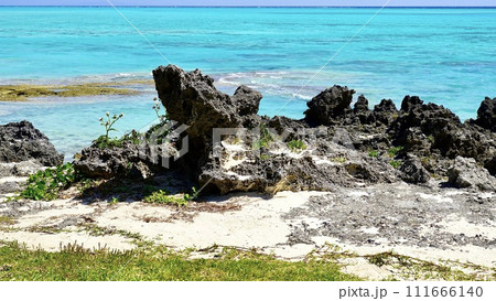 鹿児島県与論島の大金久海岸の海の風景 鹿児島県与論島の大金久海岸の海の風景 111666140