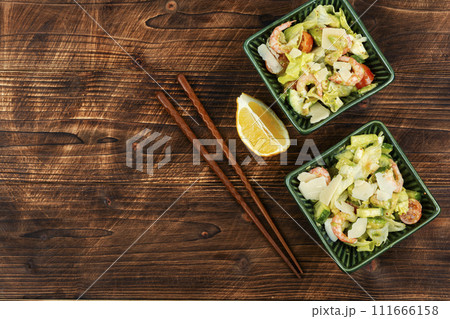 Asian salad with prawns and vegetables. 111666158