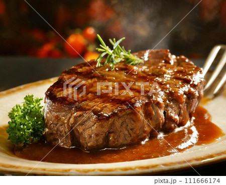 美味しそうなステーキの写真_AI生成画像 美味しそうなステーキの写真_AI生成画像 111666174