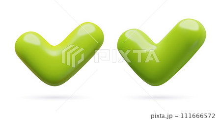 3d realistic green check mark icons set isolated on white background. Approvement, ok, positive sign 3d realistic green check mark icons set isolated on white background. Approvement, ok, positive sign 111666572