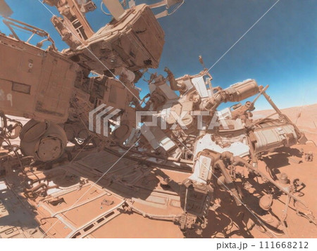 砂漠に落ちた宇宙船の残骸 砂漠に落ちた宇宙船の残骸 111668212