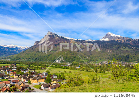 View of Balzers town and Alps in Liechtenstein View of Balzers town and Alps in Liechtenstein 111668448