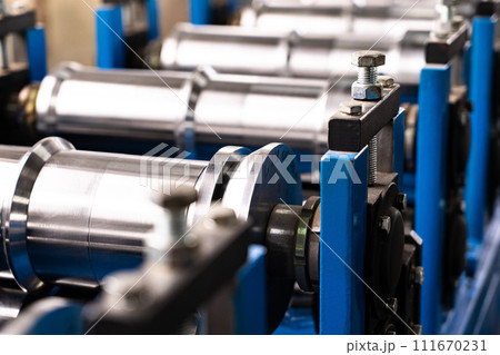 Worker at factory measures works metal production industrial 111670231