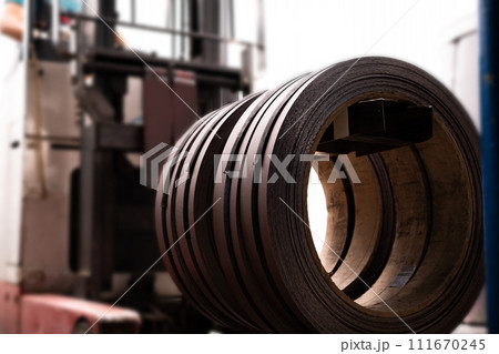Worker at factory measures works metal production industrial Worker at factory measures works metal production industrial 111670245