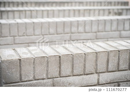 Brick fence pillar column isolated on white background Brick fence pillar column isolated on white background 111670277
