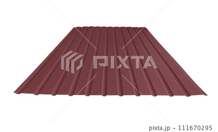 Roof wave ripple profile metal sheet colored wooden texture isolated on white background Roof wave ripple profile metal sheet colored wooden texture isolated on white background 111670295