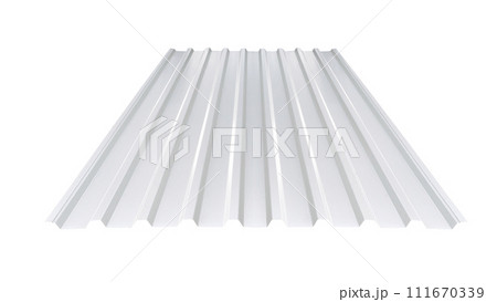 Roof wave ripple profile metal sheet colored wooden texture isolated on white background Roof wave ripple profile metal sheet colored wooden texture isolated on white background 111670339