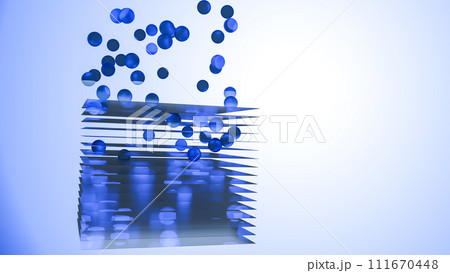 CG　浮遊するガラスの玉とガラスの輪の背景素材 111670448