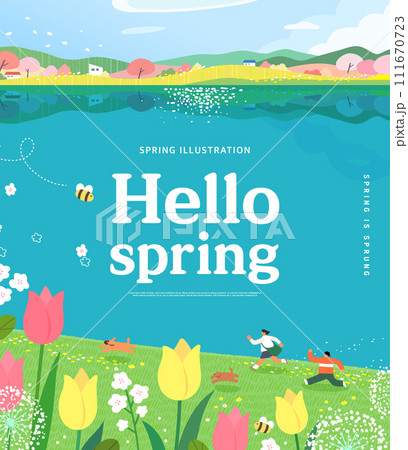 Spring template with beautiful flower. Vector illustration Spring template with beautiful flower. Vector illustration 111670723
