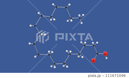 Alpha-linolenic acid 3D molecule structure illustration 111671096