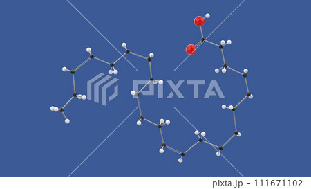 Docosahexaenoic acid 3D molecule structure illustration 111671102