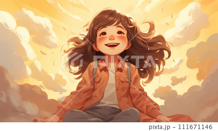幸せな夢の中にいる少女