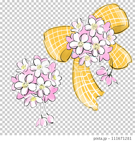 Hand drawn illustration of cherry blossom corsage 111671281