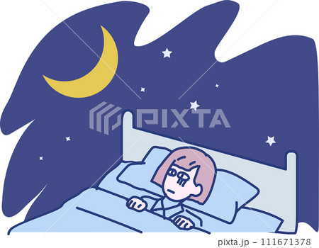 なかなか眠れない女性 111671378