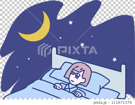 なかなか眠れない女性 111671378