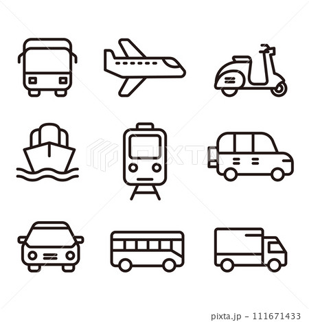 乗り物アイコンイラストセット 111671433