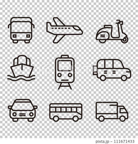 乗り物アイコンイラストセット 111671433