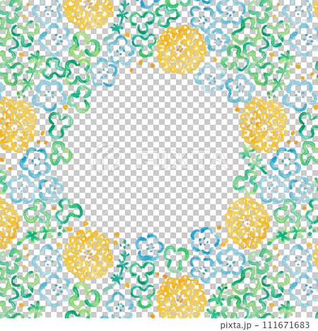 Hand-painted watercolor illustration spring flower pattern frame material Hand-painted watercolor illustration spring flower pattern frame material 111671683