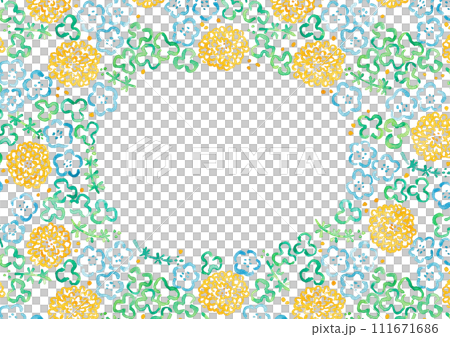 Hand-painted watercolor illustration spring flower pattern frame material Hand-painted watercolor illustration spring flower pattern frame material 111671686