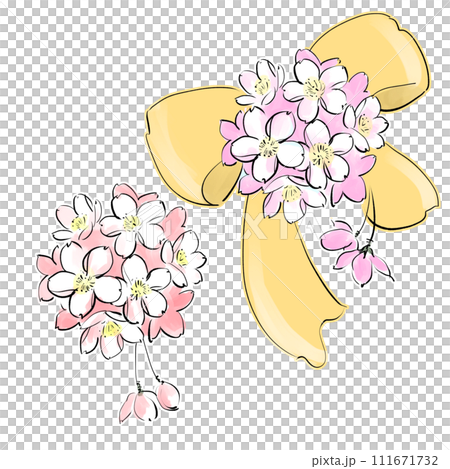 Hand drawn illustration of cherry blossom corsage Hand drawn illustration of cherry blossom corsage 111671732