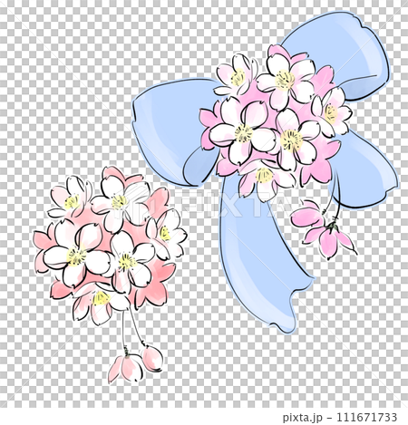 Hand drawn illustration of cherry blossom corsage Hand drawn illustration of cherry blossom corsage 111671733