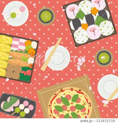 お花見の風景 お花見弁当 お花見の風景 お花見弁当 111672710