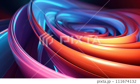 AI-generated content. Abstract Design: Bright Multicolor Wave Texture on Blue Background 111674132
