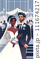 illustration of happy wedding couple 111674217