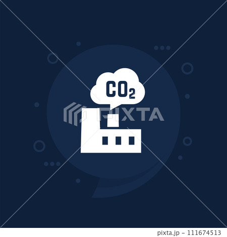 carbon emissions of factory, plant icon 111674513
