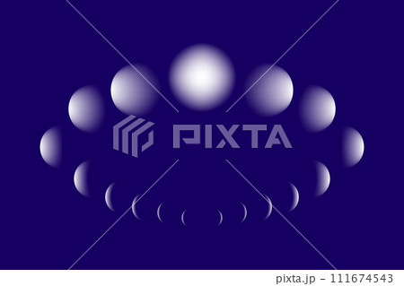 Movements of the Moon Phases circle, calendar astronomy vector chart, lunar wheel  isolated on blue background 111674543