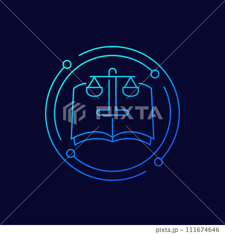 Legal book icon, linear design 111674646