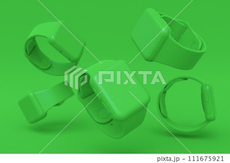 Set of smart watches with straps on monochrome background. Set of smart watches with straps on monochrome background. 111675921