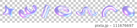 Holographic abstract simple shape design elements. 3d render illustration set of geometric metal graphic objects of different basic forms with holography effect. Geometric chrome shiny glossy objects. Holographic abstract simple shape design elements. 3d render illustration set of geometric metal graphic objects of different basic forms with holography effect. Geometric chrome shiny glossy objects. 111676697