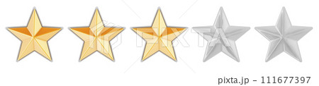 3 golden stars, concept. 3D rendering 3 golden stars, concept. 3D rendering 111677397