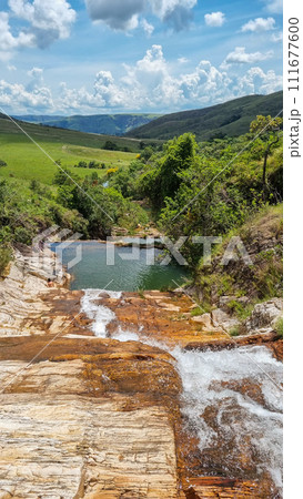 beautiful cascades in Serra da Canastra, Minas Gerais, Brazil 111677600