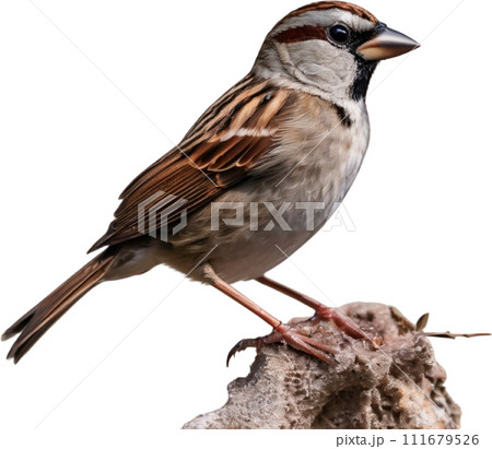 A close-up photo of a cute sparrow bird with beautiful postures.  111679526