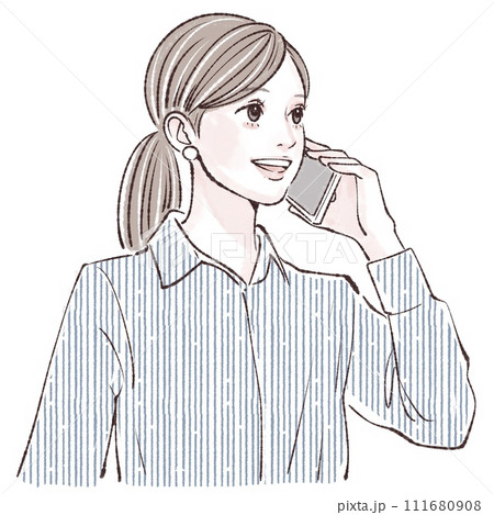 スマートフォンを持つ女性のイラスト素材 111680908